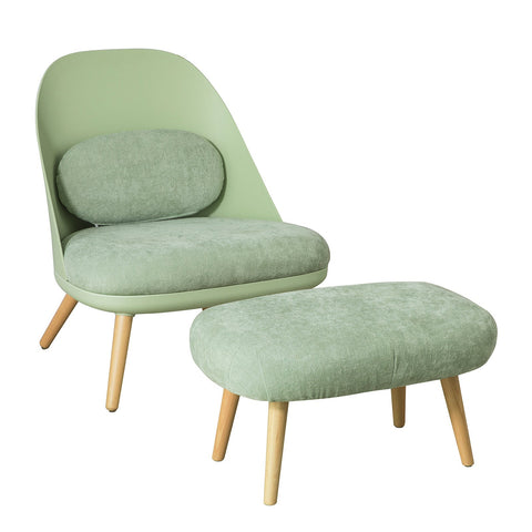 SoBuy FST63-GR TV Fauteuil Voetenbank Relaxstoel met Kruk Mint Groen