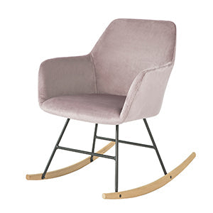 SoBuy FST68-P Schommelstoel met Armleuningen Relaxstoel Fauteuil Gemaakt van Fluweel en Beuken - Roze