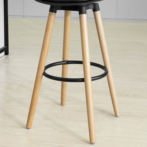 SoBuy FST70-SCH Barkruk met rugleuning - Voetsteun - Zwart