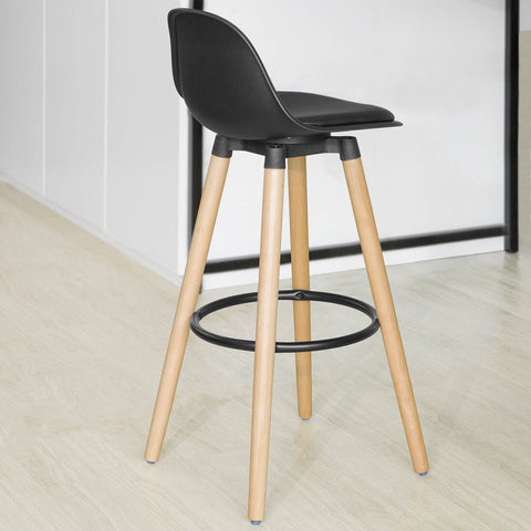 SoBuy FST70-SCH Barkruk met rugleuning - Voetsteun - Zwart