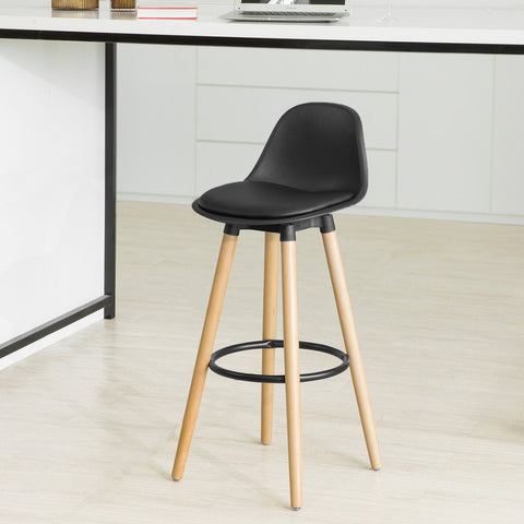 SoBuy FST70-SCH Barkruk met rugleuning - Voetsteun - Zwart
