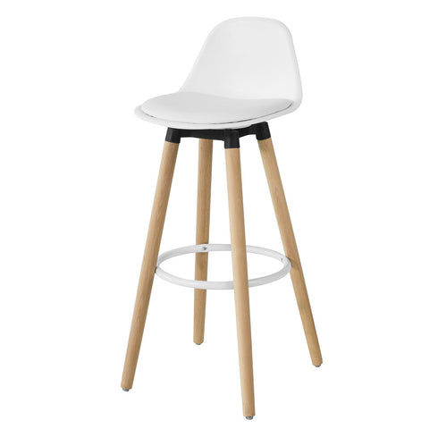 SoBuy FST70-W Barkruk Voetsteun met Rugleuning Witte Beuken Poten Zithoogte 71cm Wit