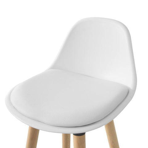 SoBuy FST70-W Barkruk Voetsteun met Rugleuning Witte Beuken Poten Zithoogte 71cm Wit