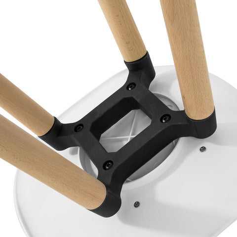 SoBuy FST70-W Barkruk Voetsteun met Rugleuning Witte Beuken Poten Zithoogte 71cm Wit