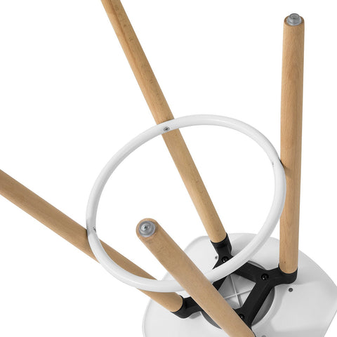 SoBuy FST70-W Barkruk Voetsteun met Rugleuning Witte Beuken Poten Zithoogte 71cm Wit