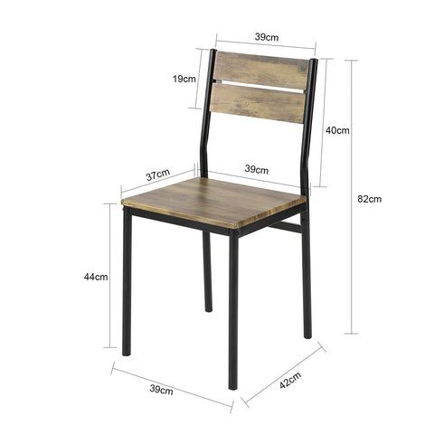 SoBuy OGT28-N + FST72-Nx4 Delige Set Eettafel met 4 Krukken - Tafelset en 4 Stoelen - Industriële Stijl - voor Keuken Eetkamer Woonkamer