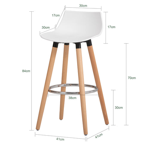 SoBuy FST86-W Barkruk - Barstoel - barstoelen - Barkruk met rugleuning - Keukenkruk -met Voetsteun