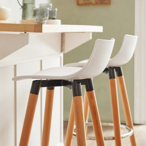 SoBuy FST86-W Barkruk - Barstoel - barstoelen - Barkruk met rugleuning - Keukenkruk -met Voetsteun