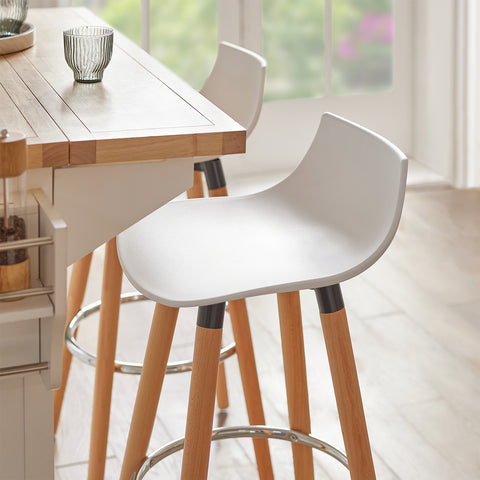 SoBuy FST86-W Barkruk - Barstoel - barstoelen - Barkruk met rugleuning - Keukenkruk -met Voetsteun
