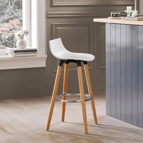 SoBuy FST86-W Barkruk - Barstoel - barstoelen - Barkruk met rugleuning - Keukenkruk -met Voetsteun