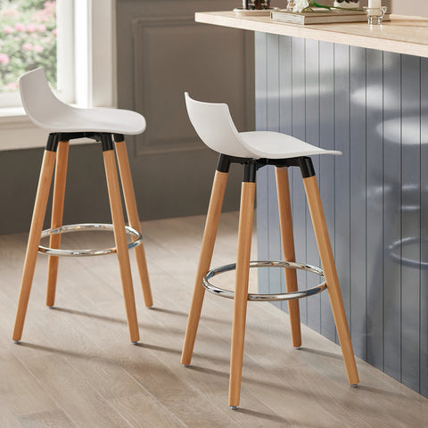 SoBuy FST86-W Barkruk - Barstoel - barstoelen - Barkruk met rugleuning - Keukenkruk -met Voetsteun