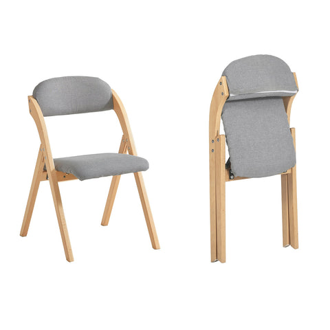 SoBuy FST92-N Houten klapstoel met gestoffeerde zitting en rugleuning Fauteuil voor keuken, kantoor