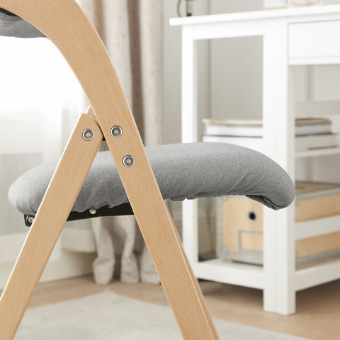 SoBuy FST92-N Houten klapstoel met gestoffeerde zitting en rugleuning Fauteuil voor keuken, kantoor
