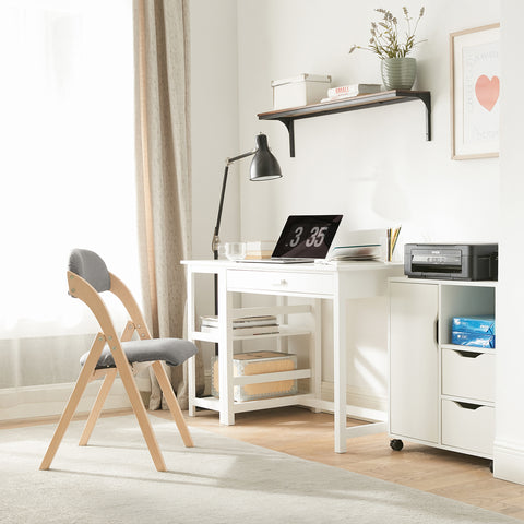 SoBuy FST92-N Houten klapstoel met gestoffeerde zitting en rugleuning Fauteuil voor keuken, kantoor