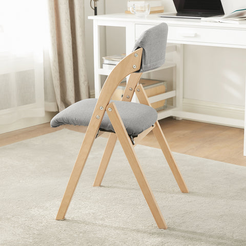 SoBuy FST92-N Houten klapstoel met gestoffeerde zitting en rugleuning Fauteuil voor keuken, kantoor