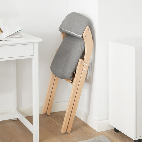 SoBuy FST92-N Houten klapstoel met gestoffeerde zitting en rugleuning Fauteuil voor keuken, kantoor