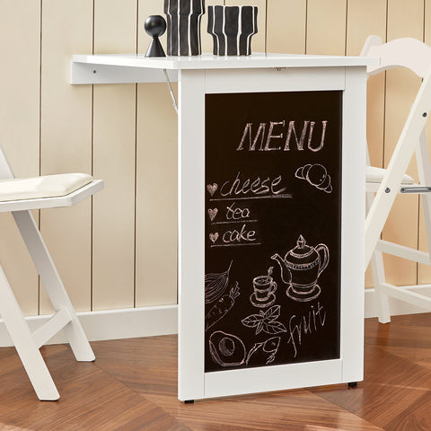SoBuy FWT20-W Vouwbaar Wandbureau Opvouwbare Wandtafel in wit met Schoolbord Klaptafel
