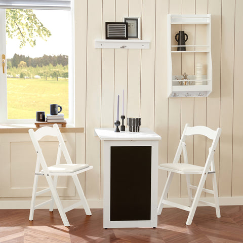 SoBuy FWT20-W Vouwbaar Wandbureau Opvouwbare Wandtafel in wit met Schoolbord Klaptafel