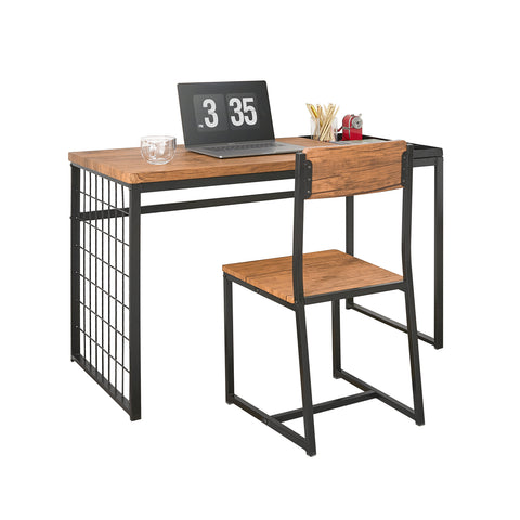 SoBuy FWT60-N Set van 1 Bureau + 1 Stoel Bureau en stoelenset Werktafel met 2 verwijderbare planken