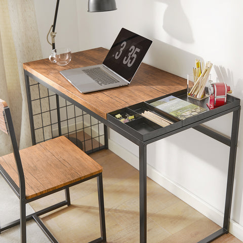 SoBuy FWT60-N Set van 1 Bureau + 1 Stoel Bureau en stoelenset Werktafel met 2 verwijderbare planken