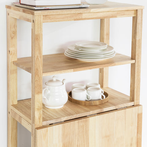 SoBuy FWT70-N Opklapbare Eettafel met Zijplanken, Rubberwood Eettafel, Opklapbare Eettafel, Houten Tafel