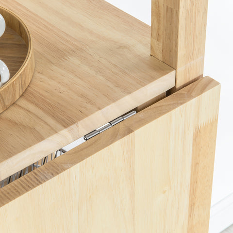SoBuy FWT70-N Opklapbare Eettafel met Zijplanken, Rubberwood Eettafel, Opklapbare Eettafel, Houten Tafel