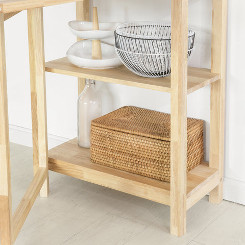 SoBuy FWT70-N Opklapbare Eettafel met Zijplanken, Rubberwood Eettafel, Opklapbare Eettafel, Houten Tafel