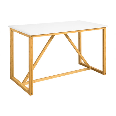 SoBuy FWT72-WN Eettafel – Eetkamer tafel - Keukentafel - Tafel voor keuken, eetkamer, kantoor, woonkamer, restaurant - bamboe frame