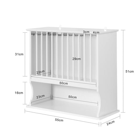 SoBuy KCR04-W Bordenrek voor in de Keuken - Wandplatenhouder Wandgemonteerde Platenopbergkast