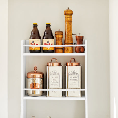 SoBuy KCR12-W Hangplank Plank Wandopslag Kruidenrek Keuken Opslag Badkamer Plank met Drie Haken 38x17x75 cm