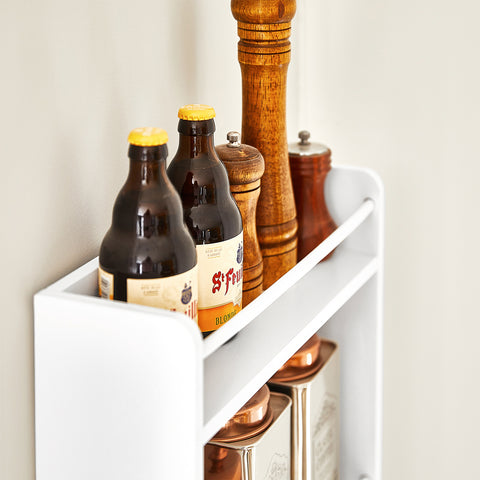 SoBuy KCR12-W Hangplank Plank Wandopslag Kruidenrek Keuken Opslag Badkamer Plank met Drie Haken 38x17x75 cm