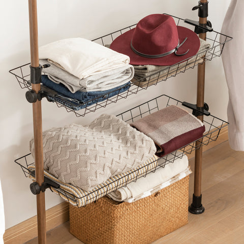 SoBuy KLS04-BR Télescopique Garde-Robe Système de Penderie Télescopique met 5 Barres Portant de Vêtement