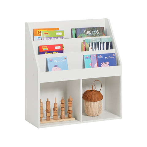SoBuy KMB01-W Boekenrek Boekenplank Opbergvak Kinderplank Speelgoedkast met 3 opbergvakken
