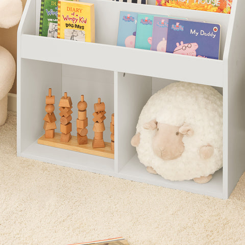 SoBuy KMB01-W Boekenrek Boekenplank Opbergvak Kinderplank Speelgoedkast met 3 opbergvakken
