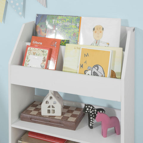 SoBuy KMB11-W Boekenrek Boekenplank Opbergvak Kinderplank Speelgoedkast met 2 planken