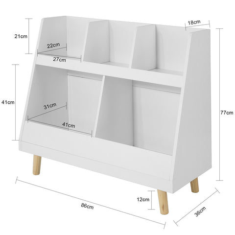SoBuy KMB19-W Kinderplank Boekenrek Opbergvak voor Kinderen Kinderboekenkas