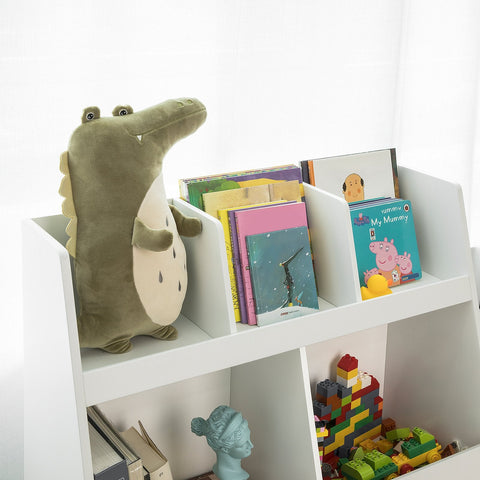 SoBuy KMB19-W Kinderplank Boekenrek Opbergvak voor Kinderen Kinderboekenkas