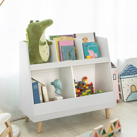 SoBuy KMB19-W Kinderplank Boekenrek Opbergvak voor Kinderen Kinderboekenkas