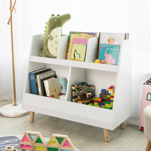 SoBuy KMB19-W Kinderplank Boekenrek Opbergvak voor Kinderen Kinderboekenkas