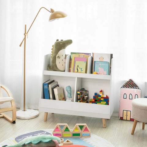 SoBuy KMB19-W Kinderplank Boekenrek Opbergvak voor Kinderen Kinderboekenkas