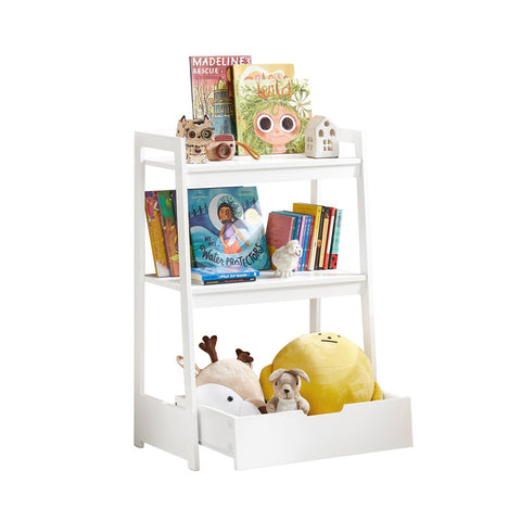 SoBuy KMB31-W Opbergplank voor speelgoed voor kinderen Speelgoeddoos Bibliotheek Boekenplank Tijdschriftenrek met
