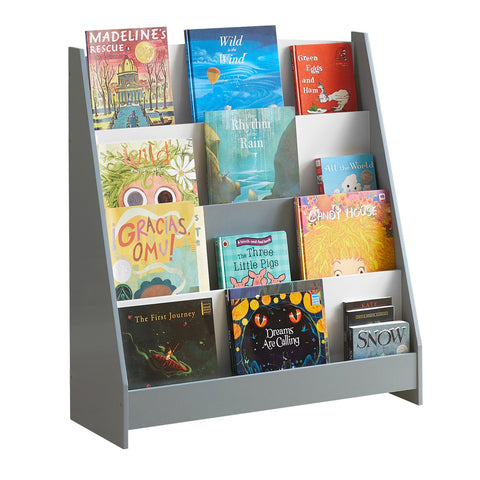 SoBuy KMB32-HG kinderboekenplank met 4 opbergvakken grijs