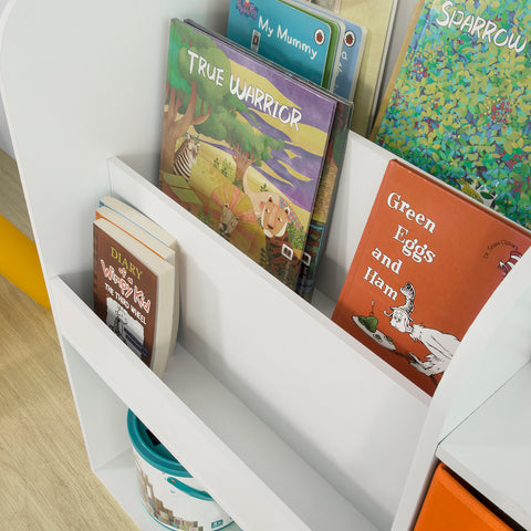 SoBuy KMB37-W Opbergplank voor kinderboeken en speelgoed Boekenkast met 2 manden