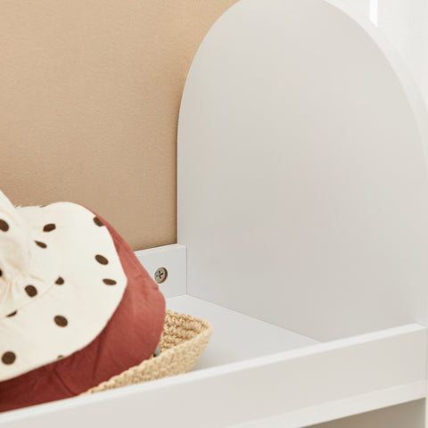 SoBuy KMB40-W Kinderkledingkast, Kinderslaapkamer Kledingrek, Kinderkledingrek, Kledingroedes, Kapstok, Kledingkasten met 3 Planken, 1 Mand en 3 Haken
