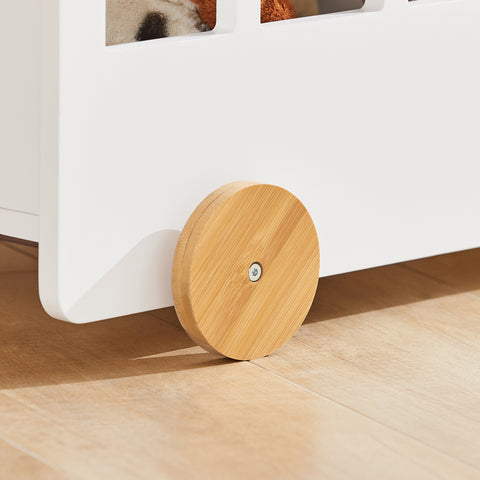 SoBuy KMB41-W Kinderboekenkast met Wielen - Hout Boekenkast Kinderen voor Kinderslaapkamer - Boekenplank - Kinderkamerkast