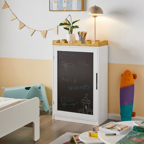 SoBuy KMB43-W Kindercommode Kinderkamerplank met schoolbord Boekenkast Speelgoedplank