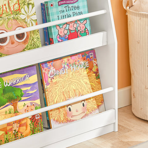 SoBuy KMB45-W Kinderplank, Boekenplank Opbergplank met 4 Planken voor Boeken en Decoratie