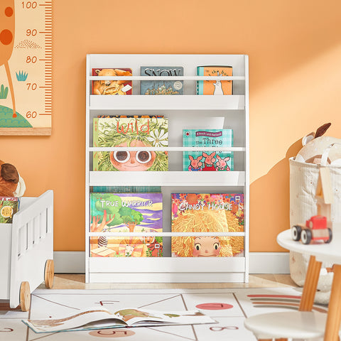 SoBuy KMB45-W Kinderplank, Boekenplank Opbergplank met 4 Planken voor Boeken en Decoratie