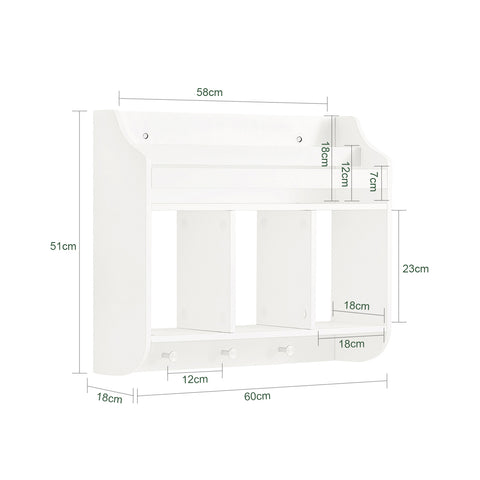 SoBuy KMB46-W Kinderboekenrek op de Muur - Boekenkast - Boekenkast kind – Kinderkamer - Kinderkamerkast - Opbergplank voor de Kinderkamer