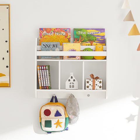 SoBuy KMB46-W Kinderboekenrek op de Muur - Boekenkast - Boekenkast kind ââââ‚?Kinderkamer - Kinderkamerkast - Opbergplank voor de Kinderkamer